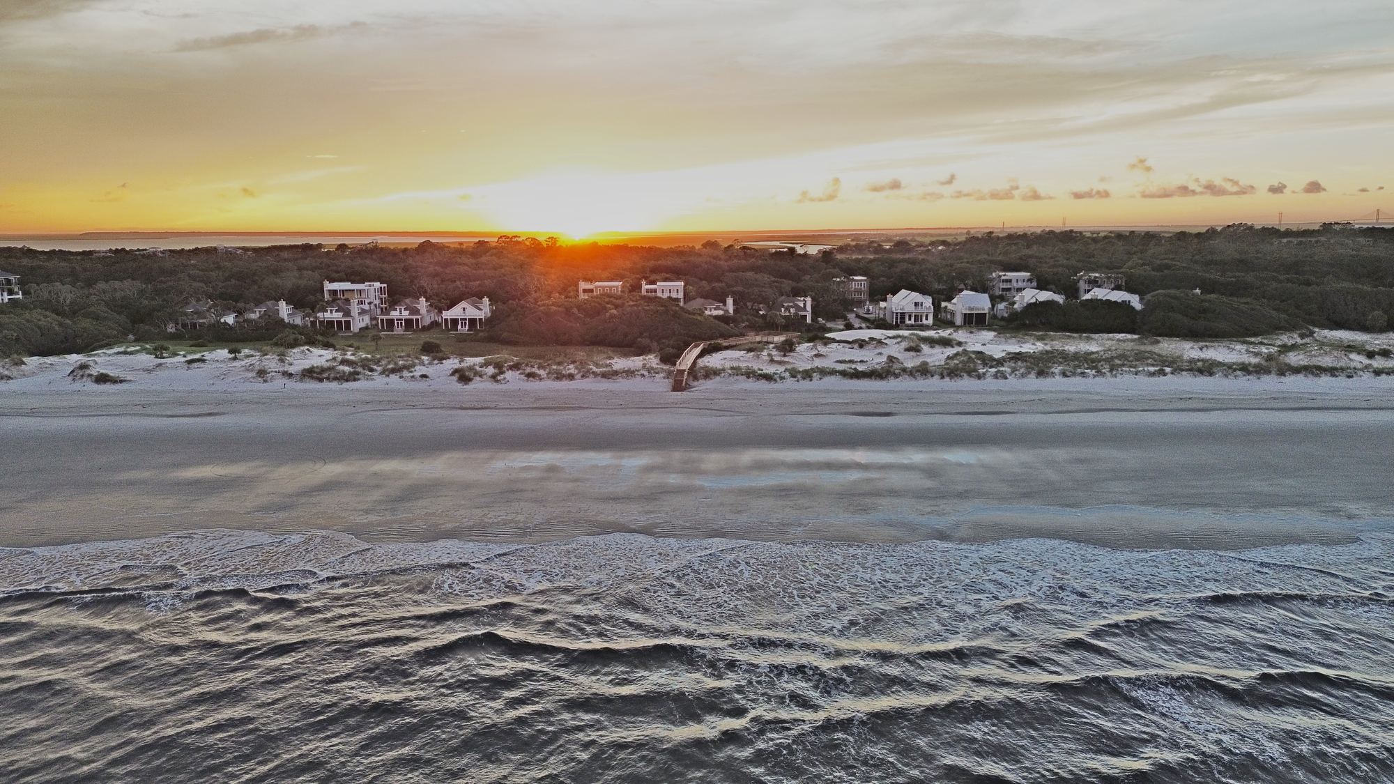 Aerial view of the Seaside Retreat oceanfront community on Jekyll Island, Georgia, a Southeast Geo Solutions geothermal project